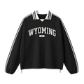 Collection 4 Wyoming Contrast Striped Lapel Collar Sweatshirt - Black front