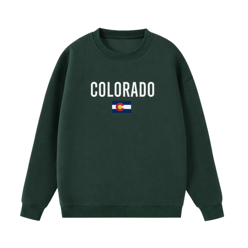 Collection 7 Colorado Essential Heavyweight Crewneck Sweatshirt - Dark Green front