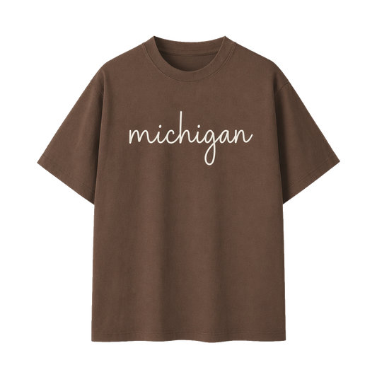 Collection 3 Michigan Essential Cotton T-Shirt - Coffee front