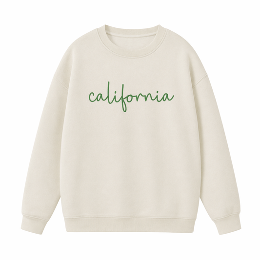 Collection 3 California Essential Heavyweight Crewneck Sweatshirt - Cream front