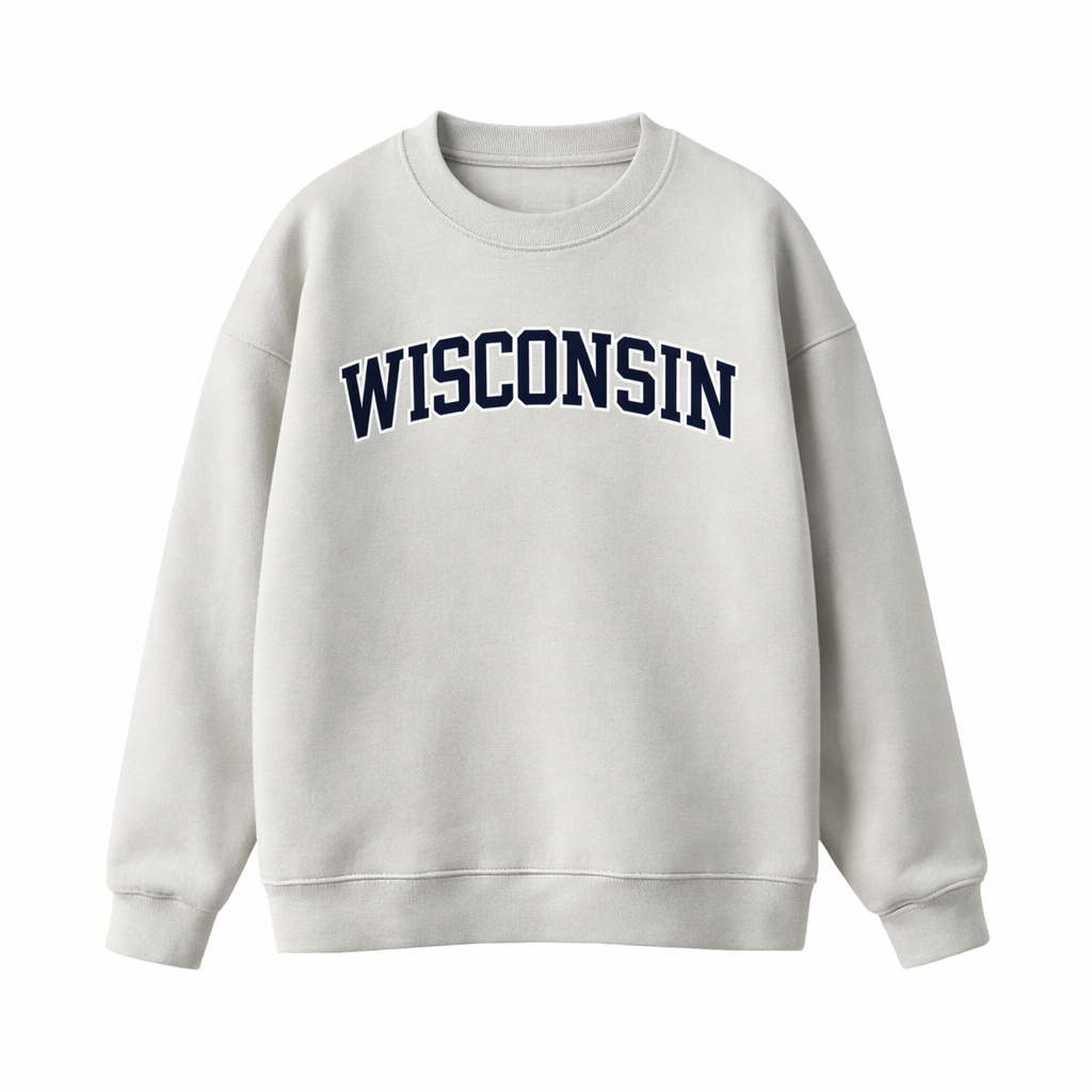 Collection 1 Wisconsin Essential Heavyweight Crewneck Sweatshirt - Gray front