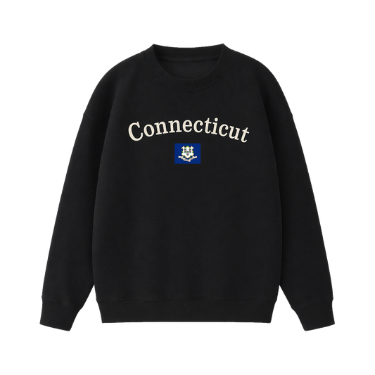 Collection 6 Connecticut Essential Heavyweight Crewneck Sweatshirt - Black front