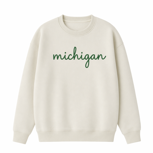 Collection 3 Michigan Essential Heavyweight Crewneck Sweatshirt - Cream front