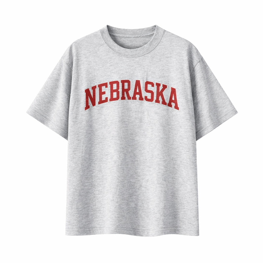 Collection 1 Nebraska Essential Cotton T-Shirt - White Gray front