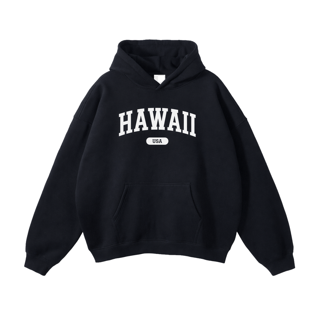 Collection 4 Hawaii Oversize Fleeced Hoodie - Black front