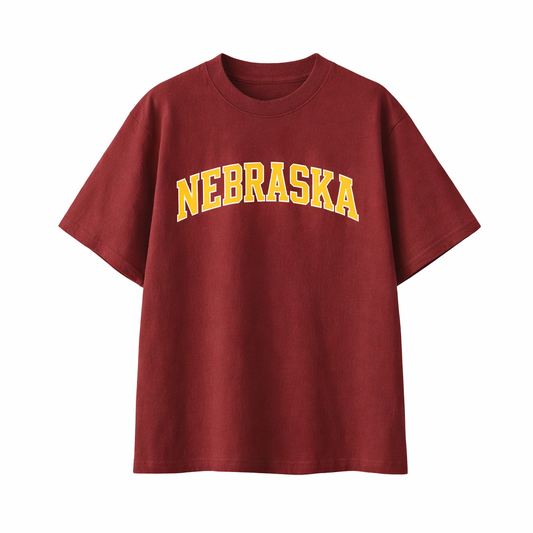 Collection 1 Nebraska Essential Cotton T-Shirt - Wine Gray front
