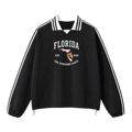 Collection 8 Florida Contrast Striped Lapel Collar Sweatshirt - Black front