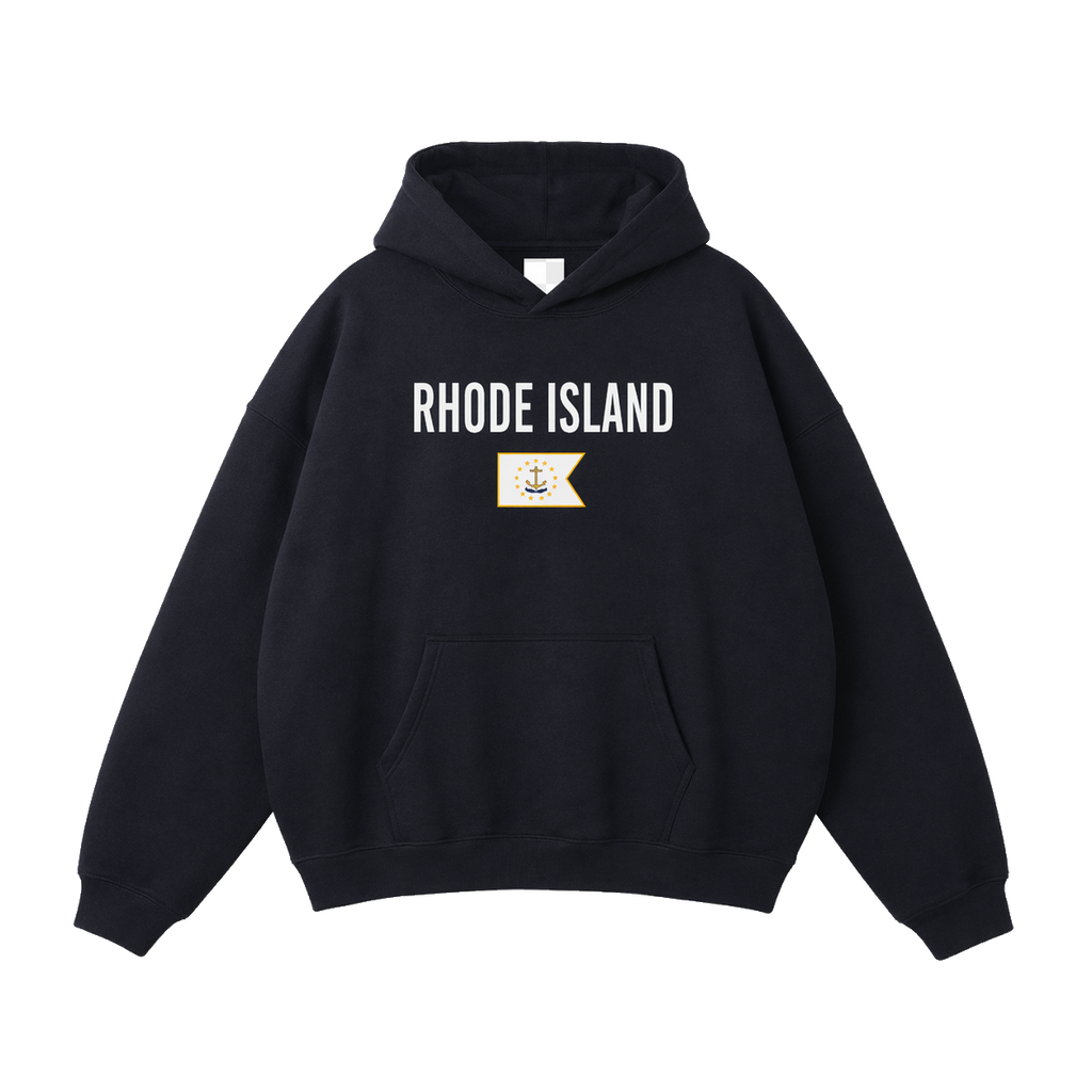 Collection 7 Rhode Island Oversize Fleeced Hoodie - Black front