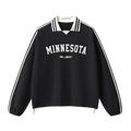 Collection 9 Minnesota Contrast Striped Lapel Collar Sweatshirt - Black front