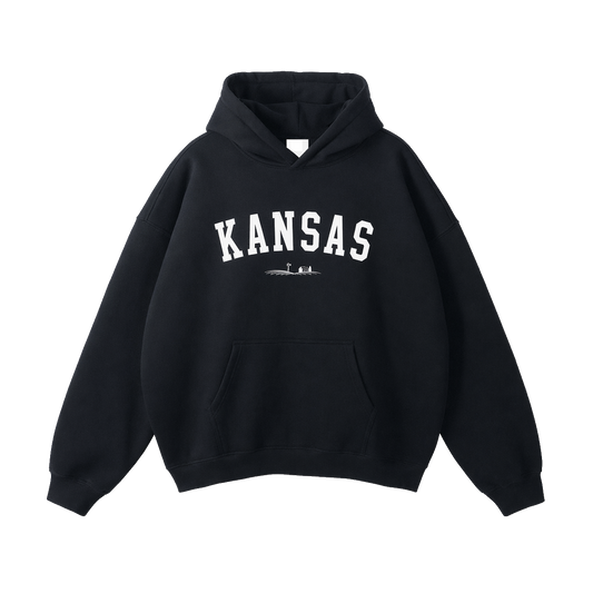 Collection 9 Kansas Oversize Fleeced Hoodie - Black front