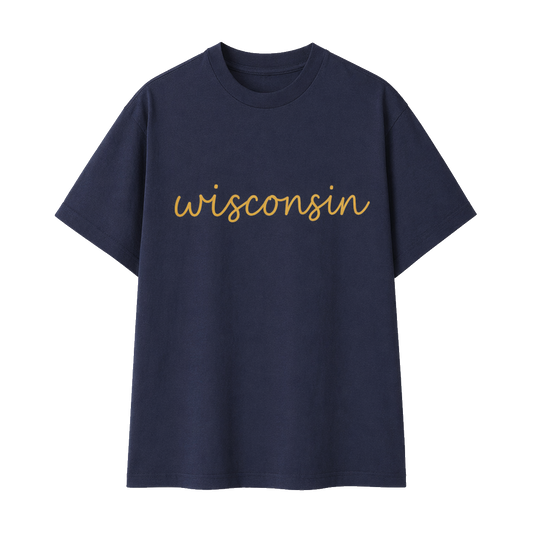 Collection 3 Wisconsin Essential Cotton T-Shirt - Navy Blue front