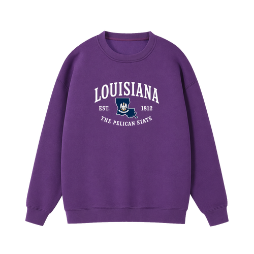 Collection 8 Louisiana Essential Heavyweight Crewneck Sweatshirt - Purple front