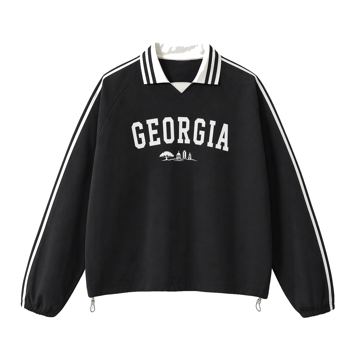Collection 9 Georgia Contrast Striped Lapel Collar Sweatshirt - Black front