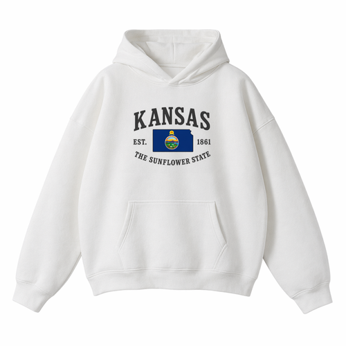 Collection 8 Kansas Oversize Fleeced Hoodie - White front