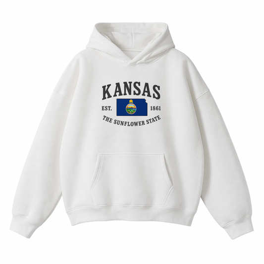 Collection 8 Kansas Oversize Fleeced Hoodie - White front