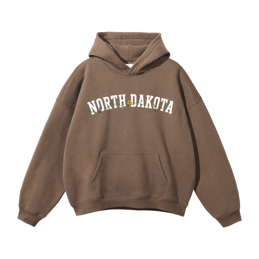 Collection 10 North Dakota Oversize Fleeced Hoodie - Brown front