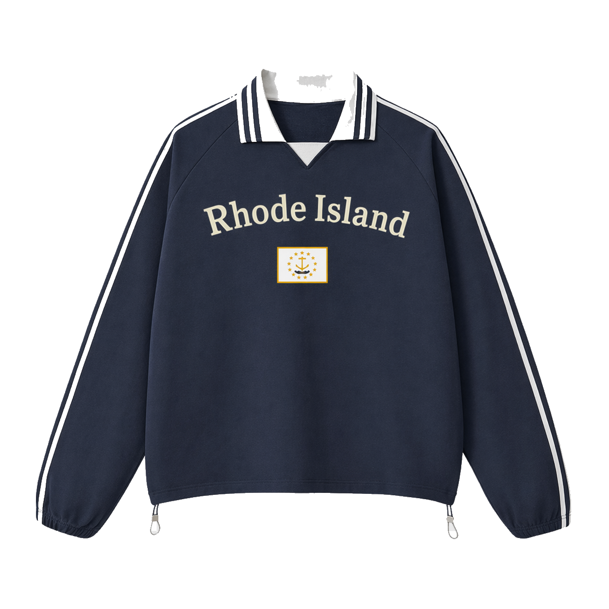 Collection 6 Rhode Island Contrast Striped Lapel Collar Sweatshirt - Royal Blue front