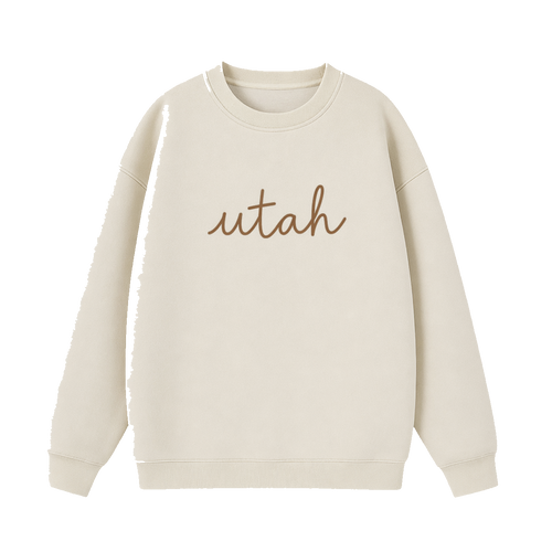 Collection 3 Utah Essential Heavyweight Crewneck Sweatshirt - Cream front