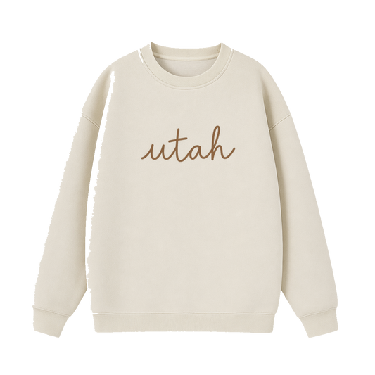 Collection 3 Utah Essential Heavyweight Crewneck Sweatshirt - Cream front