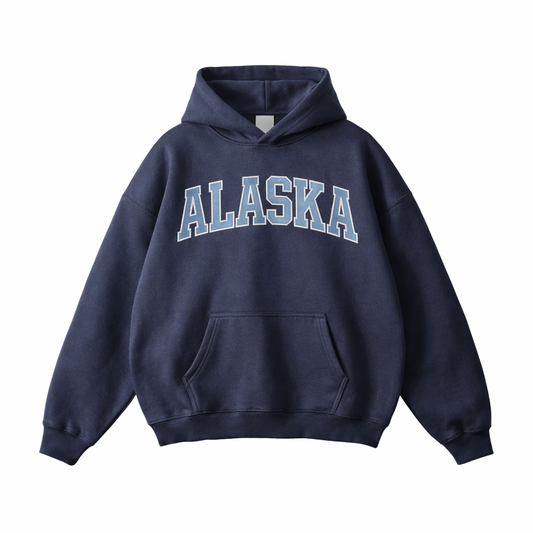 Collection 1 Alaska Oversize Fleeced Hoodie - Navy Blue front