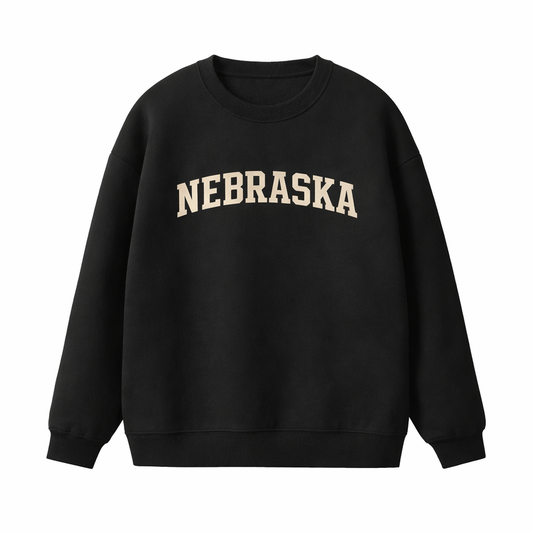 Collection 1 Nebraska Essential Heavyweight Crewneck Sweatshirt - Black front