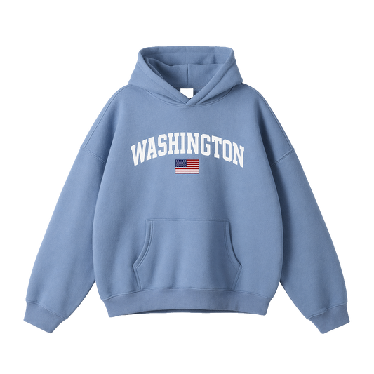 Collection 2 Washington Oversize Fleeced Hoodie - Medium Blue front