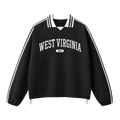 Collection 4 West Virginia Contrast Striped Lapel Collar Sweatshirt - Black front