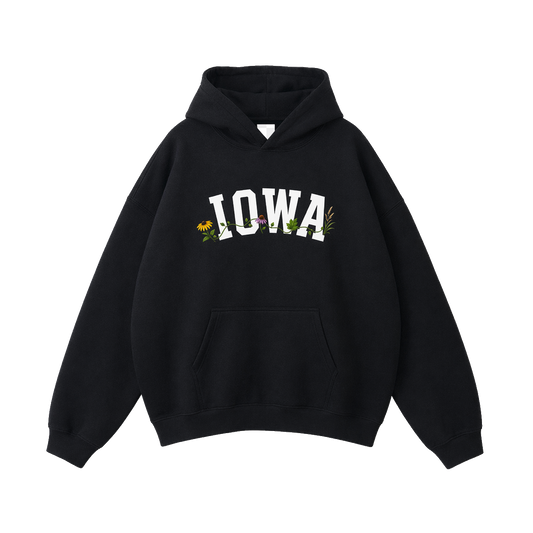 Collection 10 Iowa Oversize Fleeced Hoodie - Black front
