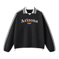 Collection 6 Arizona Contrast Striped Lapel Collar Sweatshirt - Black front