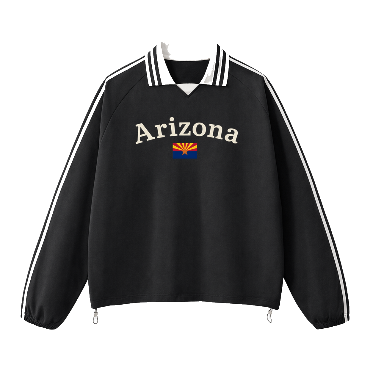 Collection 6 Arizona Contrast Striped Lapel Collar Sweatshirt - Black front
