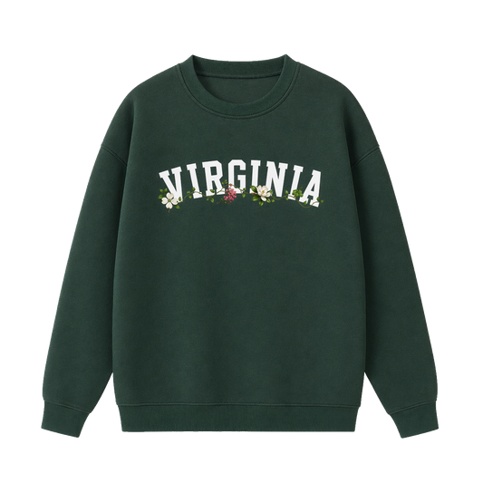 Collection 10 Virginia Essential Heavyweight Crewneck Sweatshirt - Dark Green front