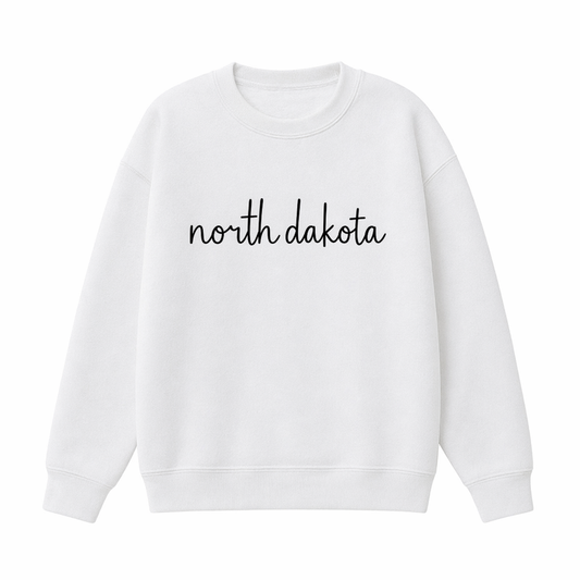 Collection 3 North Dakota Essential Heavyweight Crewneck Sweatshirt - White front