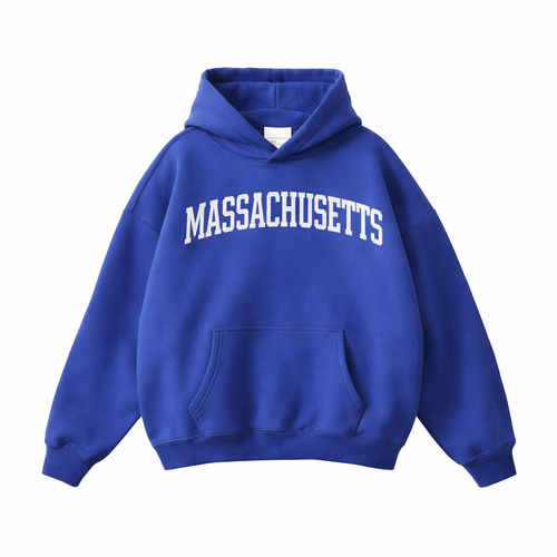 Collection 1 Massachusetts Oversize Fleeced Hoodie - Klein Blue front
