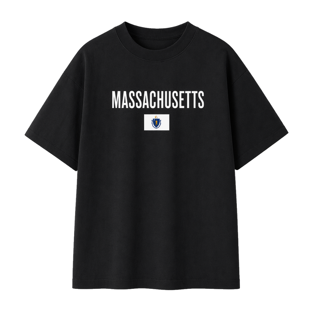 Collection 7 Massachusetts Essential Cotton T-Shirt - Black front