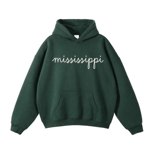 Collection 3 Mississippi Oversize Fleeced Hoodie - Eden Green front