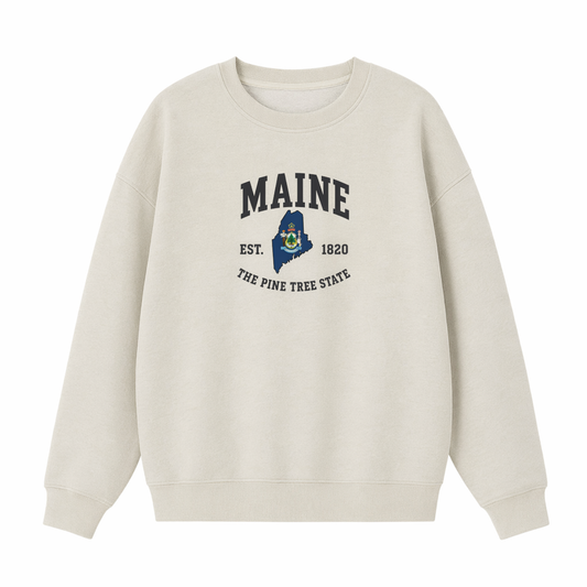 Collection 8 Maine Essential Heavyweight Crewneck Sweatshirt - Cream front