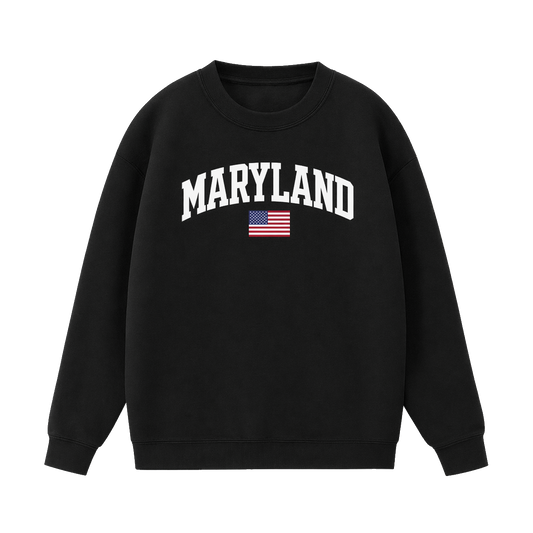 Collection 2 Maryland Essential Heavyweight Crewneck Sweatshirt - Black front