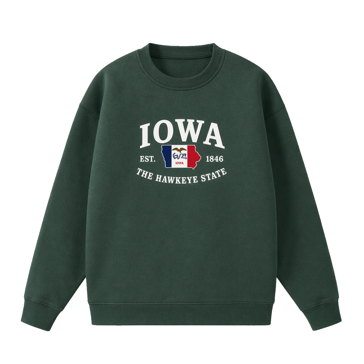 Collection 8 Iowa Essential Heavyweight Crewneck Sweatshirt - Dark Green front