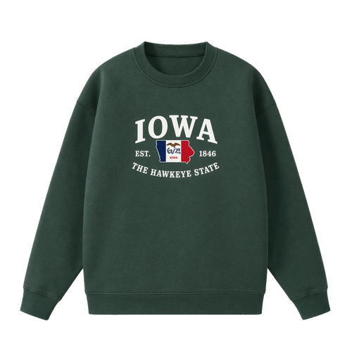 Collection 8 Iowa Essential Heavyweight Crewneck Sweatshirt - Dark Green front
