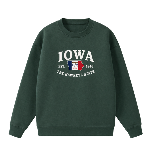 Collection 8 Iowa Essential Heavyweight Crewneck Sweatshirt - Dark Green front