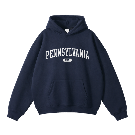 Collection 4 Pennsylvania Oversize Fleeced Hoodie - Navy Blue front