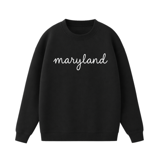 Collection 3 Maryland Essential Heavyweight Crewneck Sweatshirt - Black front