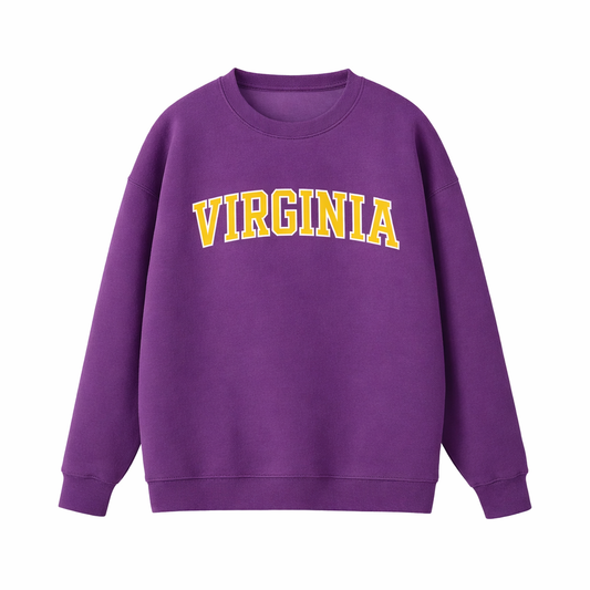 Collection 1 Virginia Essential Heavyweight Crewneck Sweatshirt - Purple front