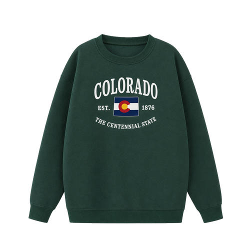 Collection 8 Colorado Essential Heavyweight Crewneck Sweatshirt - Dark Green front