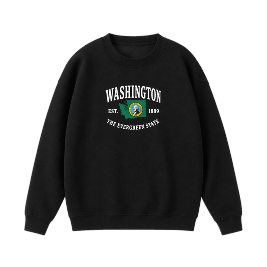 Collection 8 Washington Essential Heavyweight Crewneck Sweatshirt - Black front
