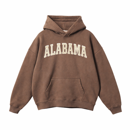 Collection 1 Alabama Oversize Fleeced Hoodie - Brown front