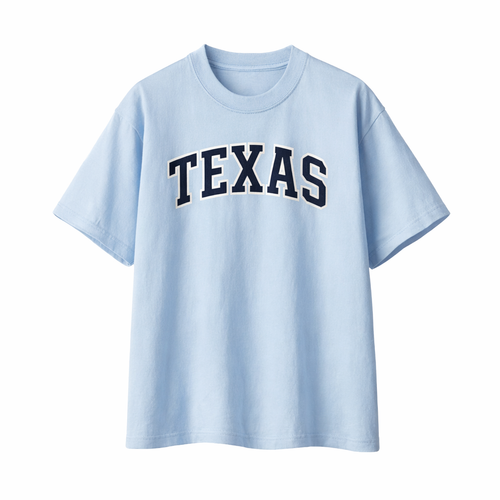 Collection 1 Texas Essential Cotton T-Shirt - Light Blue front