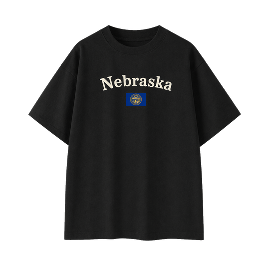 Collection 6 Nebraska Essential Cotton T-Shirt - Black front