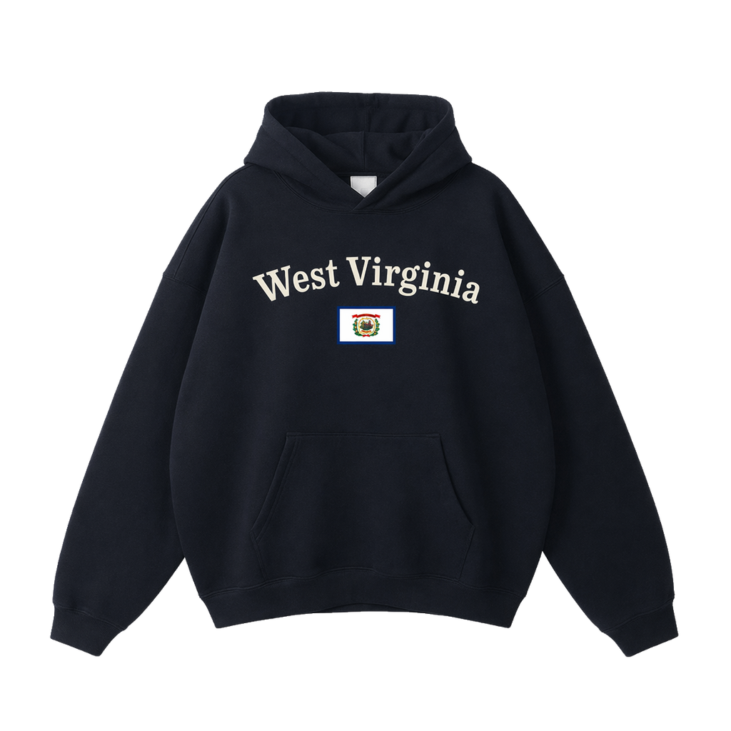 Collection 6 West Virginia Oversize Fleeced Hoodie - Black front