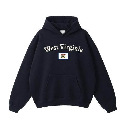 Collection 6 West Virginia Oversize Fleeced Hoodie - Black front